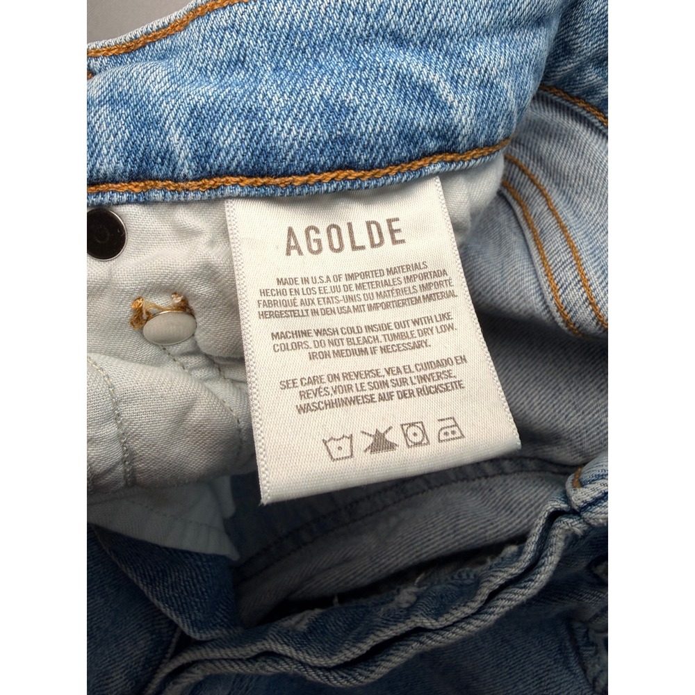 AGOLDE High Rise Jeans Womens 26 Straight Leg Blue Denim Button Fly Light Wash - Picture 12 of 14